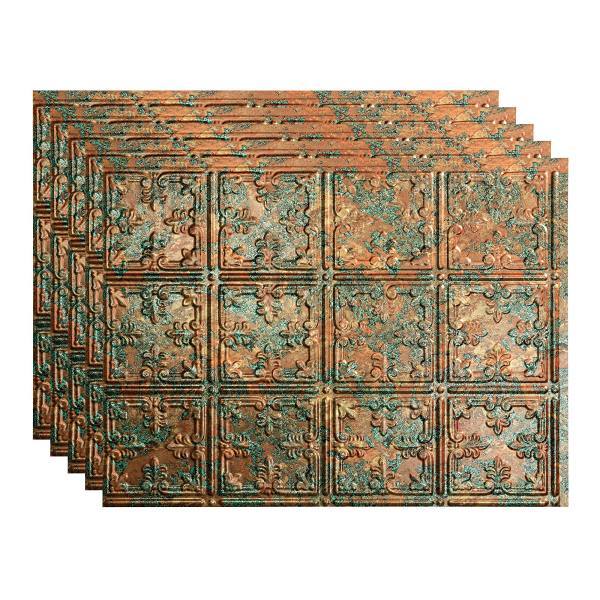 Fasade 18x24 Traditional #10 Backsplash Panel, Copper Fantasy, Package Of 5