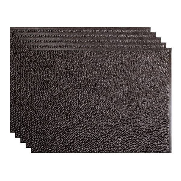 Fasade 18x24 Hammered Vinyl Backsplash Panel, Smoked Pewter, Package Of 5