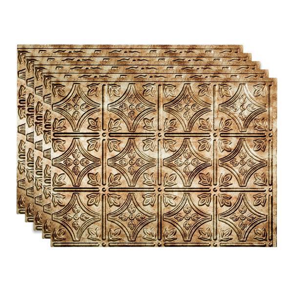 Fasade 18x24 Traditional #1 Backsplash Panel, Bermuda Bronze, Package Of 5