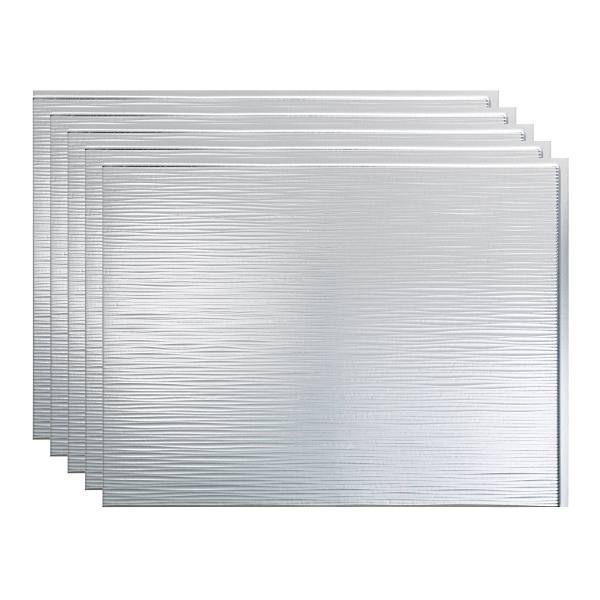 Fasade 18x24 Ripple Backsplash Panel, Brushed Aluminum, Package Of 5