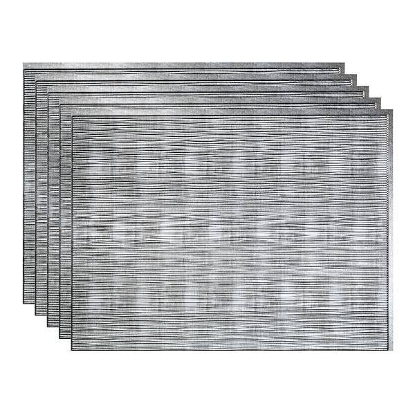 Fasade 18x24 Ripple Backsplash Panel, Crosshatch Silver, Package Of 5