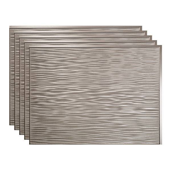 Fasade 18x24 Ripple Backsplash Panel, Brushed Nickel, Package Of 5