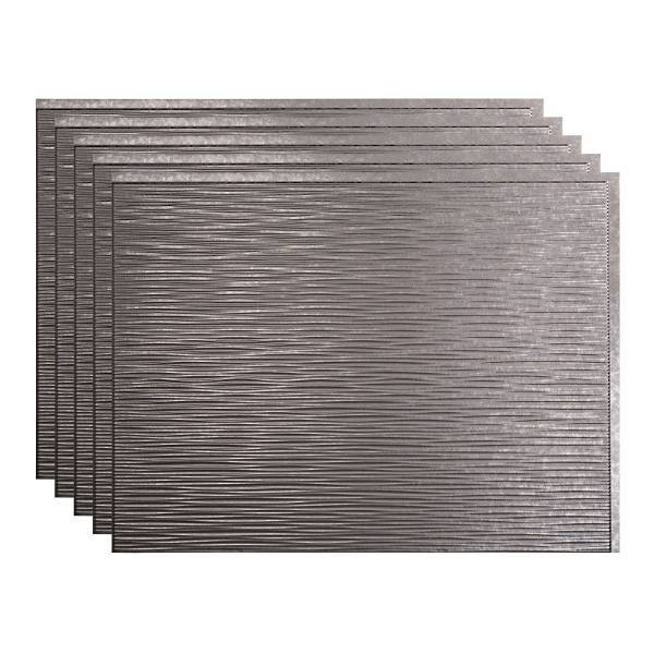Fasade 18x24 Ripple Backsplash Panel, Galvanized Steel, Package Of 5