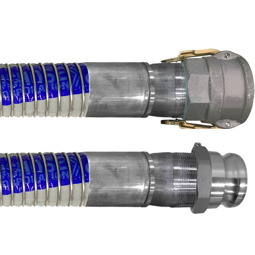 Willcox 4 in. Heavy Duty Polypropylene Chemical Hose Type 3094PSP w/ Stainless Steel Female Coupler x Male Adapter Ends