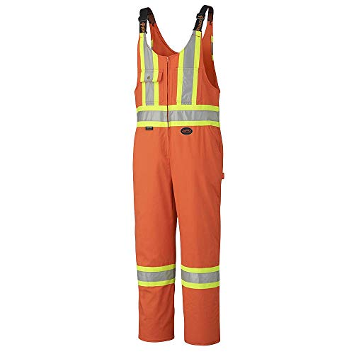 Pioneer CSA Hi Vis Overall Bib Work Pants, Reflective Stripe, 7 Reinforced Pockets