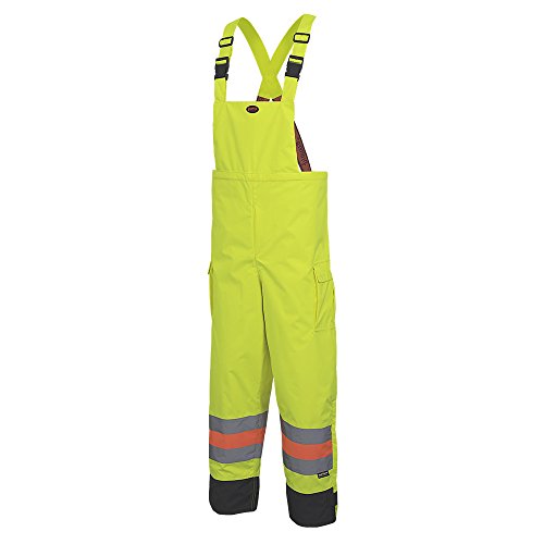 Pioneer V1190660 Waterproof Traffic Work Bib Pants - Easy Boot Access, 4 Pockets - Men