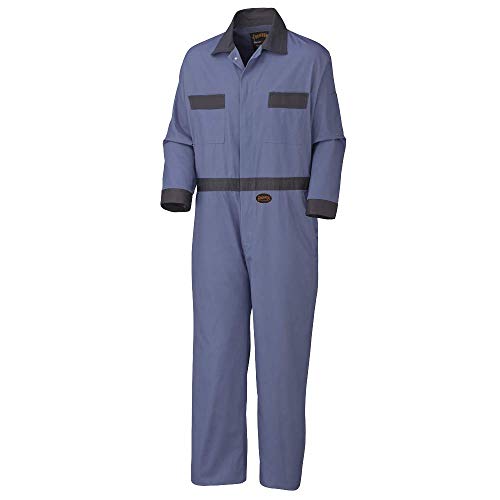 Pioneer Heavy-Duty Shop & Garage Work Coverall With Action Back & Elastic Waist, 7 Storage Pockets, 100% Cotton, Tall Fit