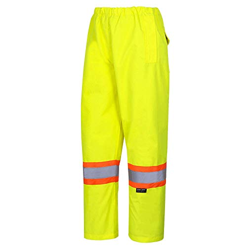 Pioneer Heavy-Duty CSA Waterproof Work Pants, Elastic Waist, Hi Vis and Reflective Stripe