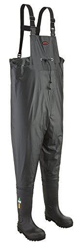 Pioneer V4720470 Heavy Duty Steel Toe Chest Wader, CSA Class 1, Black