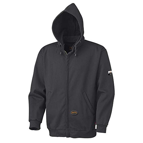 Pioneer V2570270 Flame Resistant Heavyweight Safety Hoodie, Zip Style, Black