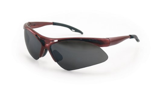 SAS Safety 540-0001 Diamondback Eyewear with Polybag, Shade Lens/Red Frame