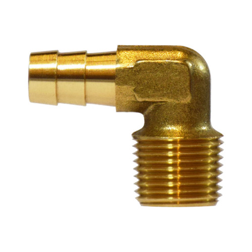 Midland Industries 32043 Brass 90° Male Elbow, 1/2 in. Hose Barb x 3/8 in. MNPT