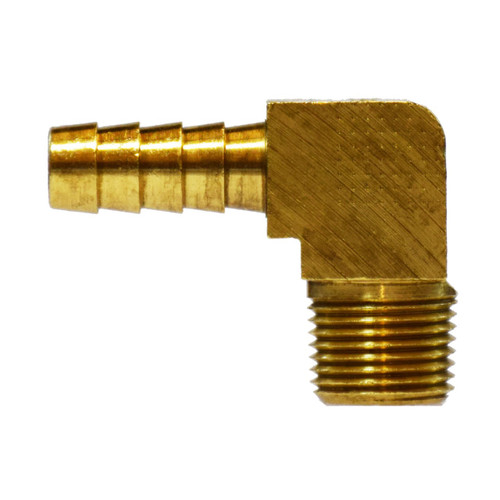 Midland Industries 32047B Brass 90° Barstock Male Elbow, 3/8 in. Hose Barb x 1/2 in. MNPT