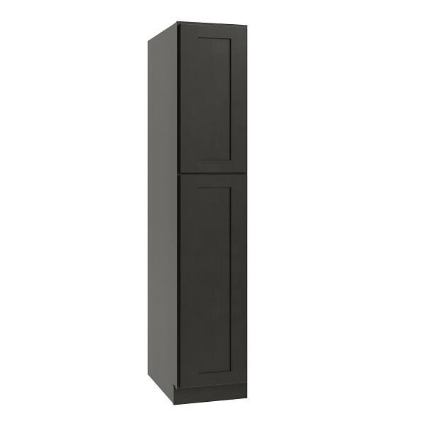 CNC Cabinetry Utility Cabinet, 4 Pull Out, Left, 18"W X 84"H, Shaker Smoky Grey