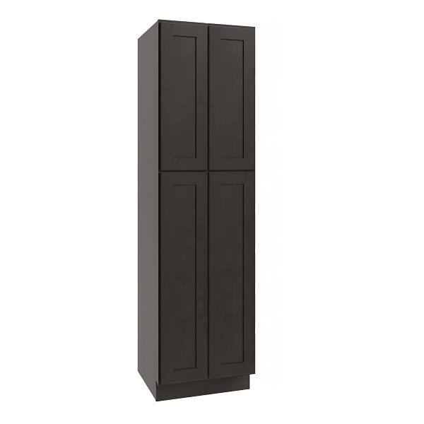 CNC Cabinetry Luxor Utility Cabinet, 3 Pull Out, 24"W X 84"H, Shaker Smoky Grey
