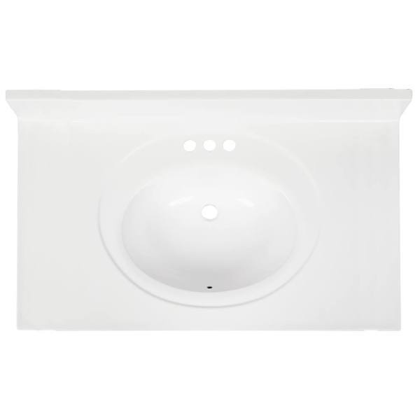 Seasons 49 X 22" Solid White Cultured Marble Vanity Top And Bowl
