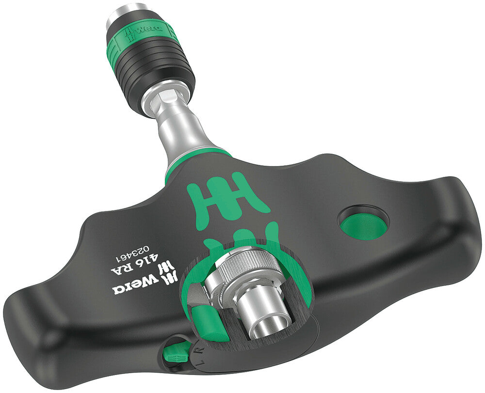 416 RA T-handle bitholding screwdriver with ratchet function and Rapidaptor quick-release chuck, 1/4" x 45 mm