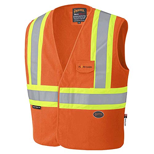 Pioneer Flame Resistant (FR) Hi Vis Cotton Work Safety Vest with Phone Pocket