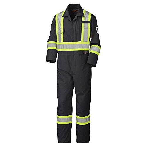 Pioneer CSA Action Back Flame Resistant ARC 2 Reflective Work Coverall, 100% Cotton, Elastic Waist, Tall Fit