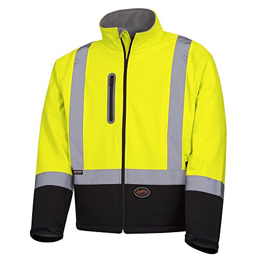 Pioneer V1100260 Softshell Reflective Work Jacket, Zip-Closure Pockets