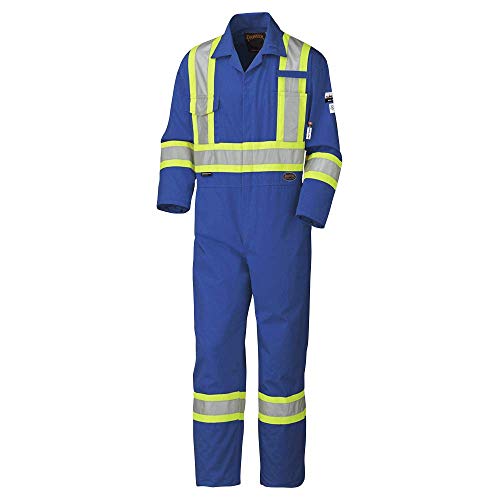 Pioneer CSA Action Back Flame Resistant ARC 2 Work Coverall, Hi Vis 100% Cotton, Elastic Waist, Tall Fit