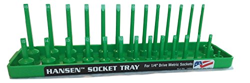 Hansen Global 1404 1/4" Drive Metric Regular & Deep Socket Holder, Green