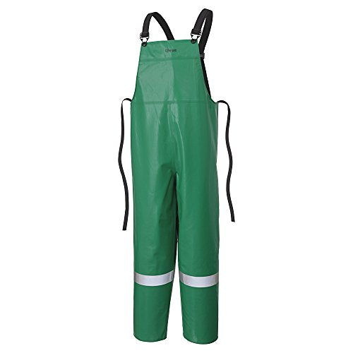 Pioneer V2241020 Chemical Resistant Safety Bib Pants - Loose Fit - FR PVC/Polyester - Refl Stripes