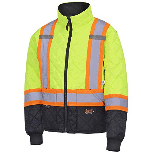 Pioneer V1170160 High Visibility Quilted Freezer Jacket, Yellow-Green
