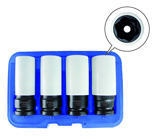 Astro Pneumatic Tool 7404 Flank Bite Damaged Lug Nut Socket Set w/ Spinning Protective Sleeves