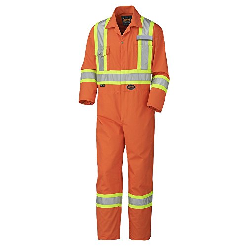 Pioneer Easy Boot Access & Action Back CSA High Visibility Work Coverall, Industrial Wash