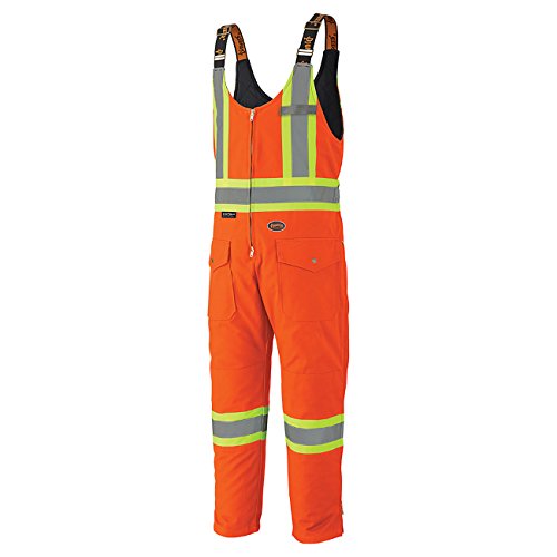 Pioneer Insulated Heavy-Duty Work Overall, 4 Pockets, Men Hi-Vis Bib Pants, Orange