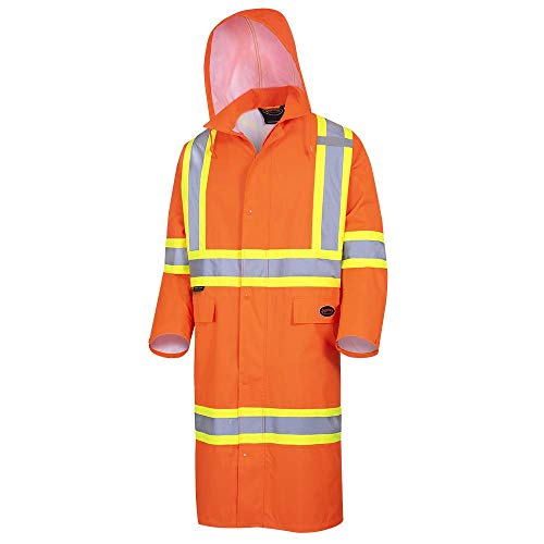 Pioneer CSA Heavy-Duty Waterproof High Visibility Long Coat, Liberal Fit with Full Back Vent