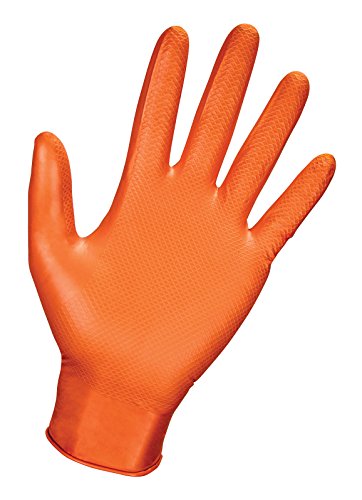 SAS Safety 66574 Astro-Grip Powder?Free 7 Mil Nitrile Gloves, X-Large, Orange