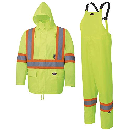 Pioneer V1080360 150D Hi-Viz Oxford Poly/PU Waterproof Suit - Hi-Viz Yellow/Green