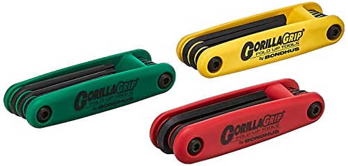 Bondhus 12533 Triple Pack GorillaGrip Fold up Tool with ProGuard Finish, 2mm-8mm
