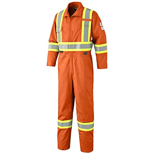 Pioneer CSA UL ARC 2 Lightweight Flame Resistant Work Coverall, Hi Vis Premium Cotton Nylon, Action Back, Tall Fit