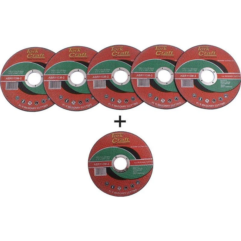5 + 1 FREE CUTTING DISC FOR MASONRY 115 x 1.0 x 22.2MM
