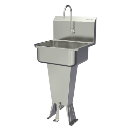 SANI-LAV 5011 Hands-Free Floor Mount Stainless Steel Sink - Single Foot Pedal Valve