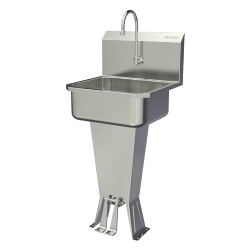 SANI-LAV 501L Hands-Free Floor Mount Stainless Steel Sink - Double Foot Pedal Valve, 2 GPM