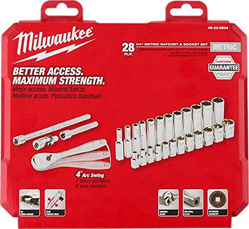Milwaukee 48-22-9504 1/4 in. Drive 28pc Ratchet & Socket Set (Metric)