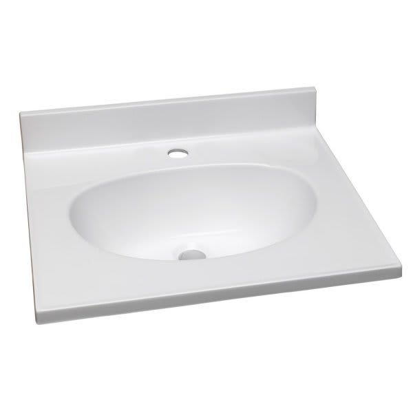 Design House 25 x 22-Inch Marble Vanity Top, White, Single-Hole, 522193