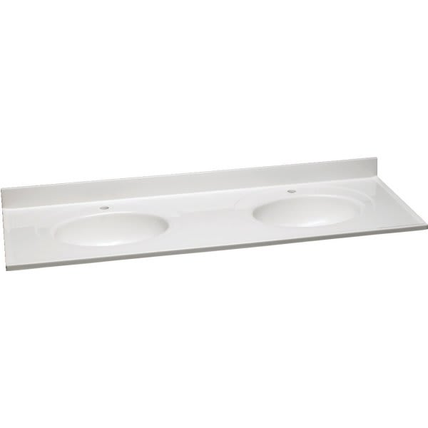 Design House 73 x 22-Inch Double-Bowl Marble Vanity Top, White, 522235