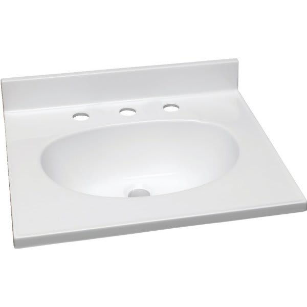 Design House 61 x 22-Inch Marble Vanity Top, White, Widespread, 554865