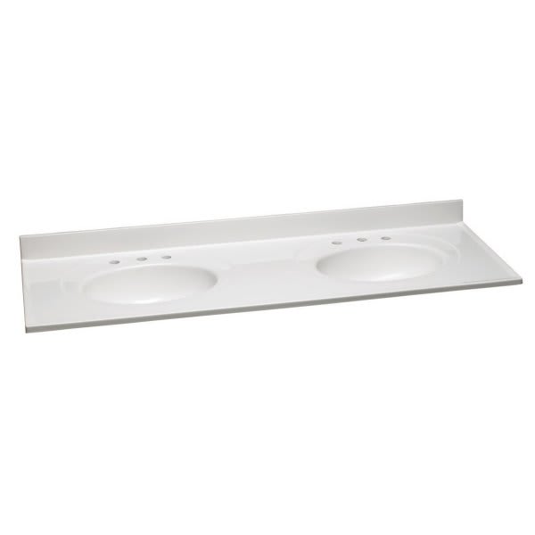 Design House 73 x 22-Inch Double-Bowl Marble Vanity Top, White, 554774