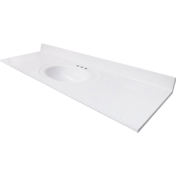 Design House 61 x 22-Inch Cultured Marble Vanity Top, Solid White, 553396
