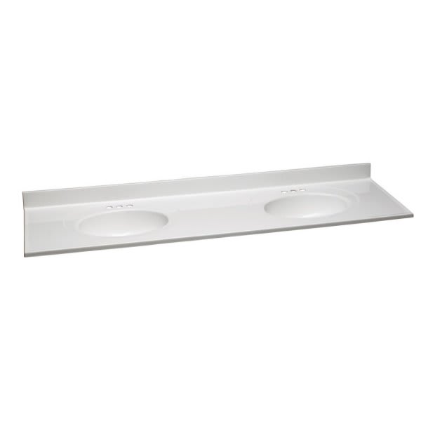 Design House 73 x 22-Inch Double-Bowl Marble Vanity Top, White, 553321