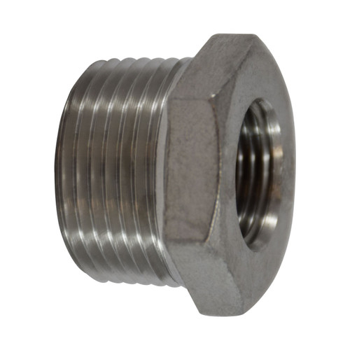 Midland Industries 62509 Stainless Hex Bushing, 3/4 in. MNPT x 1/2 in. FNPT, 150 PSI