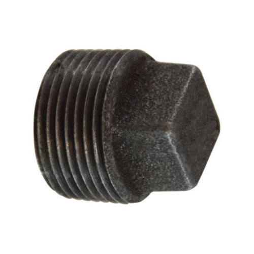 Midland Industries 65658 2 in. MPT Square Head Cored Plug, Black Iron, 150 PSI