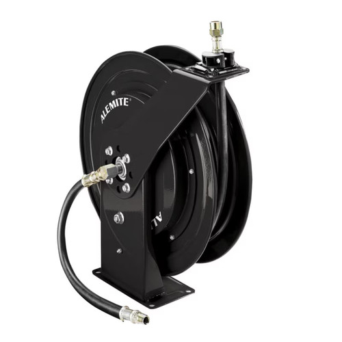 Alemite 8078-DBK 1/2 in. ID x 50 ft. 1,500 PSI Heavy Duty Oil Reel w/ Hose - Black
