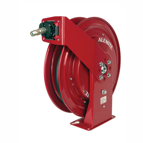 Alemite 8078-D 1/2 in. ID x 50 ft. 1,500 PSI Heavy Duty Oil Reel w/ Hose - Maroon